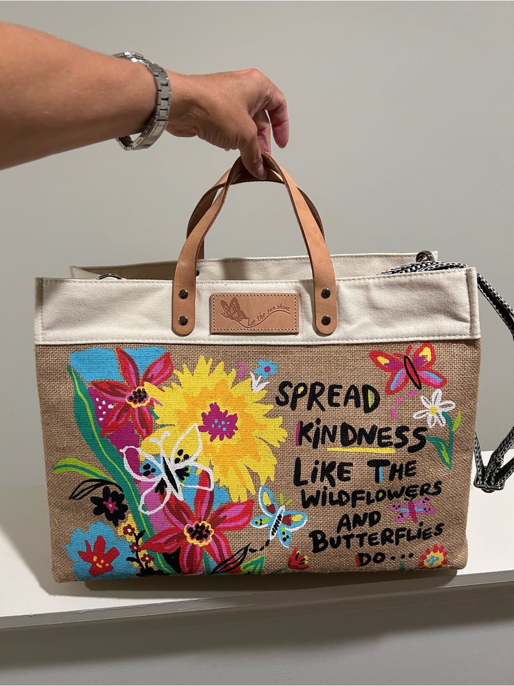 Brighton Spread Kindness Wildflower & Butterfly Tote Bag - Beige